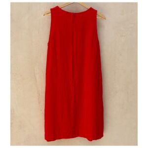 vestido minimalista corto rojo jcrew en mezcla de lino talla 6 sin mangas con bolsas laterales. segunda mano premium. preloved