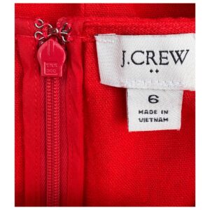 vestido minimalista corto rojo jcrew en mezcla de lino talla 6 sin mangas con bolsas laterales. segunda mano premium. preloved