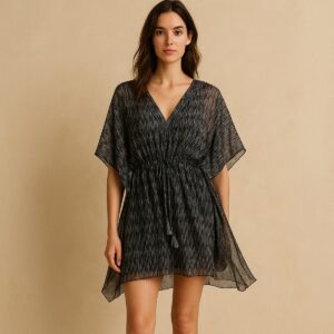 vestido corto Joie seda negro con blanco XS. Segunda mano premium. Preloved
