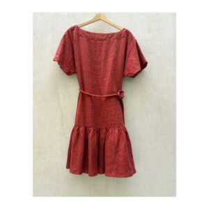 Vestido 100% lino Trina Turk x Out of Office color terracota, talla M. Boiho chic