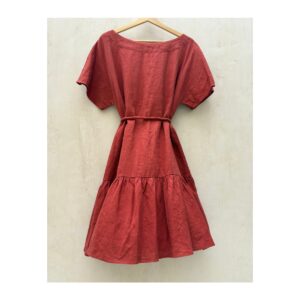 Vestido 100% lino Trina Turk x Out of Office color terracota, talla M. Boiho chic