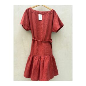 Vestido 100% lino Trina Turk x Out of Office color terracota, talla M. Boiho chic
