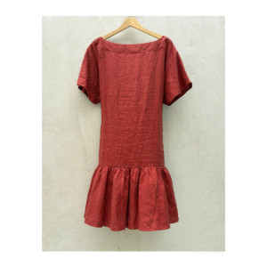 Vestido 100% lino Trina Turk x Out of Office color terracota, talla M. Boiho chic