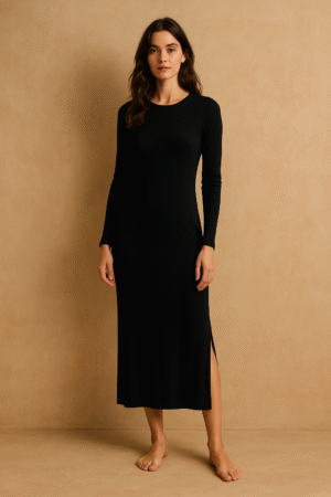 Vestido maxi negro UNIQLO. Talla S, minimalismo japonés