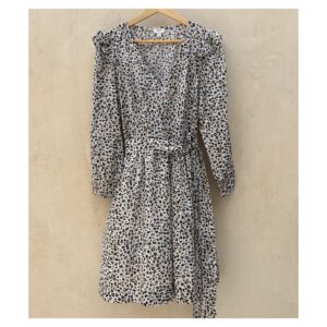 Vestido corto 100% algodón con estampado lepardo suave, talla S y marca J.Crew. Estilo romantico, soft girl