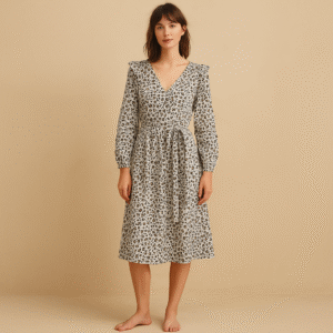 Vestido corto 100% algodón con estampado lepardo suave, talla S y marca J.Crew. Estilo romantico, soft girl