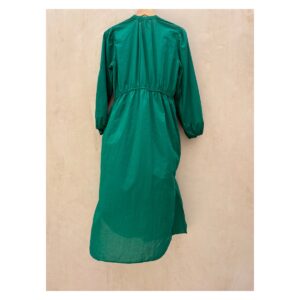 Vestido 100% algodón semi transparente en color verde botella. Talla 6 (S) ideal para verano y vacaciones. estilo preppy y minimalista