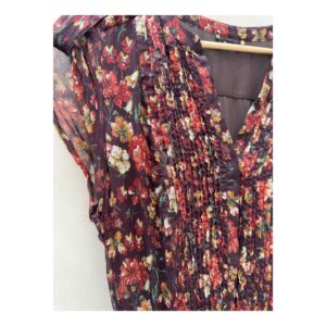 Vestido Seda Floral Burgundy de segunda mano, de Massimo Dutti en seda ligera, estampado floral marfil, talla S. Ropa usada