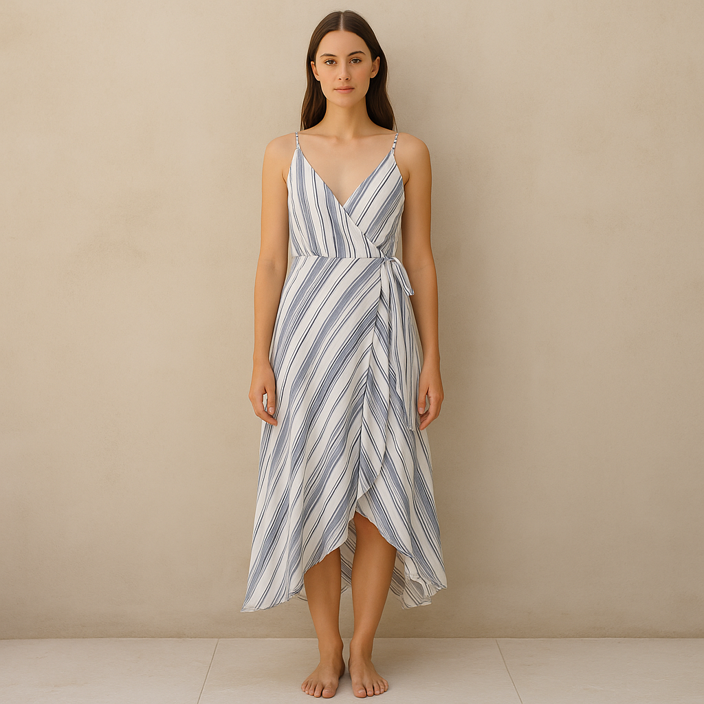 Vestido striped wrap maxi , marca altard state, talla S y estilo clásico coastal grandma