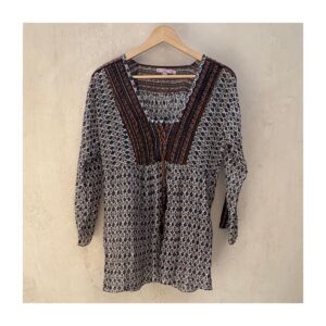 Blusa calypso st barth túnica con fibras naturales premium en talla S estilo boho chic ideal para verano en yate