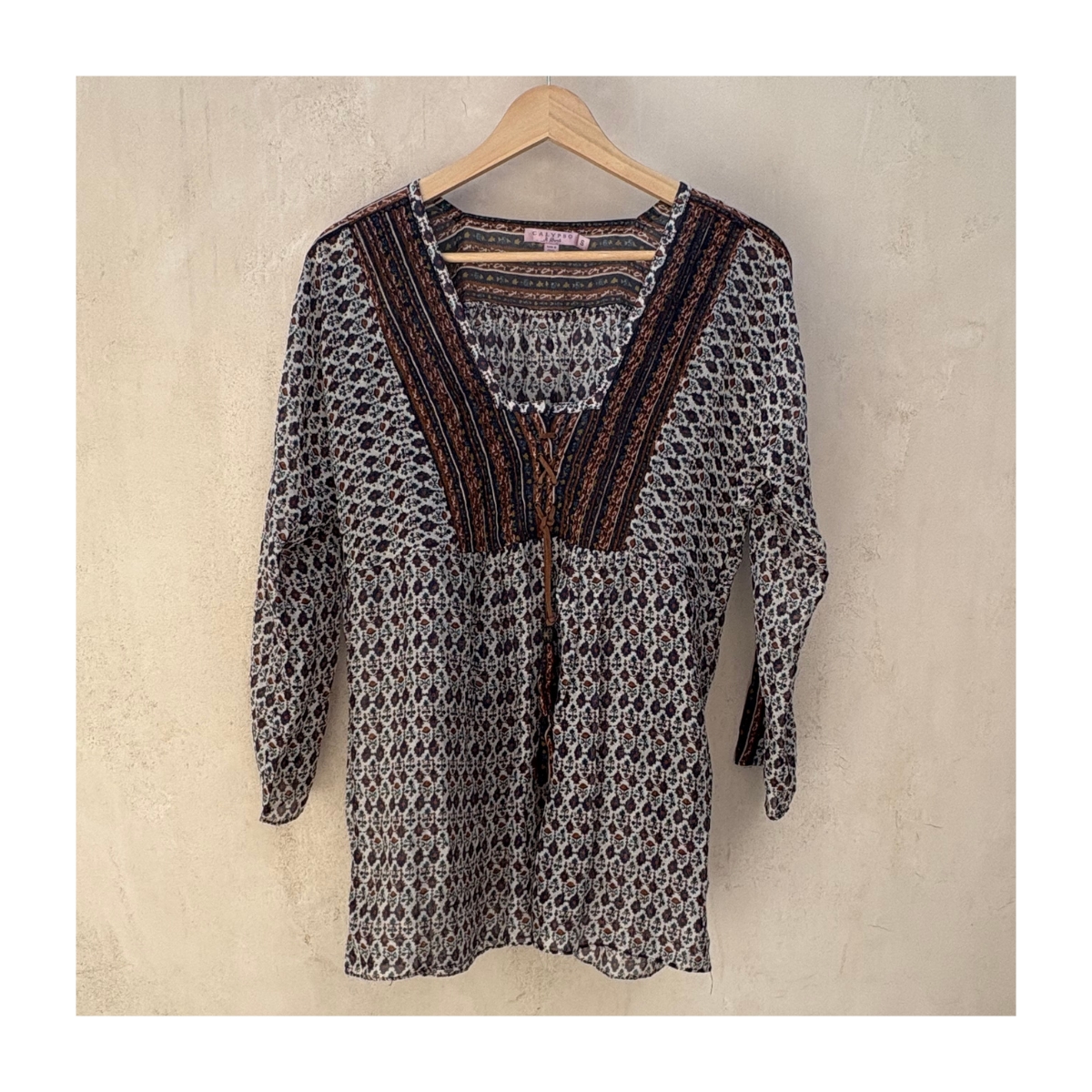 Blusa calypso st barth túnica con fibras naturales premium en talla S estilo boho chic ideal para verano en yate