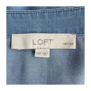 Blusa cruzada Lyocell azul chambray con mangas mariposa, talla XS estilo coquette