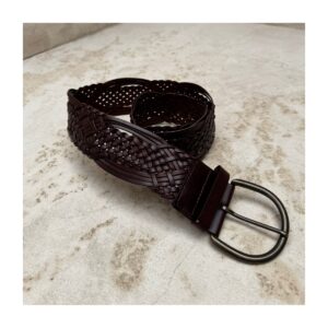 Cinturón artesanal en cuero bonded color chocolate estilo western y boho chic