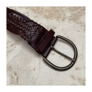 Cinturón artesanal en cuero bonded color chocolate estilo western y boho chic