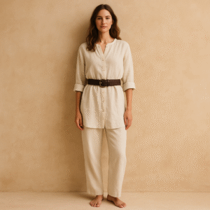 Cinturón artesanal en cuero bonded color chocolate estilo western y boho chic