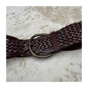 Cinturón artesanal en cuero bonded color chocolate estilo western y boho chic