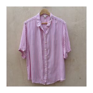 Camisa rayas en rosa y blanca con mezcla de lyocell en talla M, estilo cottagecore