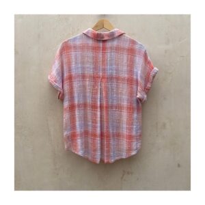 Camisa Cloth & Stone en tones coral, lavanda y crema. Talla S Estilo prairie