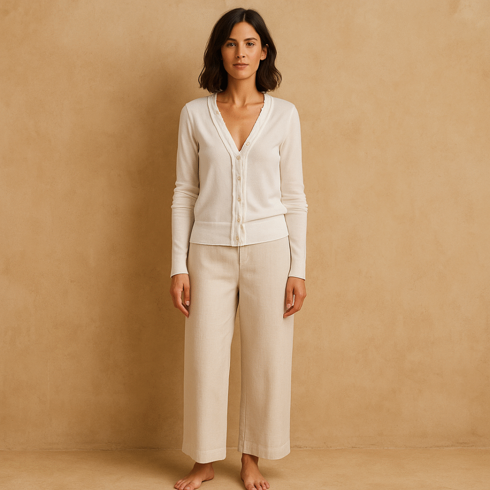 Cardigan blanco Loft algodón en talla L. Basico atemporal. Preppy style