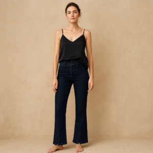 Jeans Paige Claudine Natalia con tiro alto y talla 26. Denim artesanal premium y estilo old money