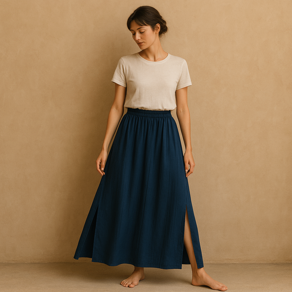 Falda maxi azul marino minimalista Nic+Zoe Talla M