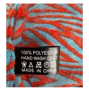 Foulard geométrico art déco en coral y azul celeste. Estilo Lagenlook