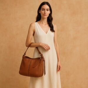 Bolsa hobo Montana West en color cognac y estilo western