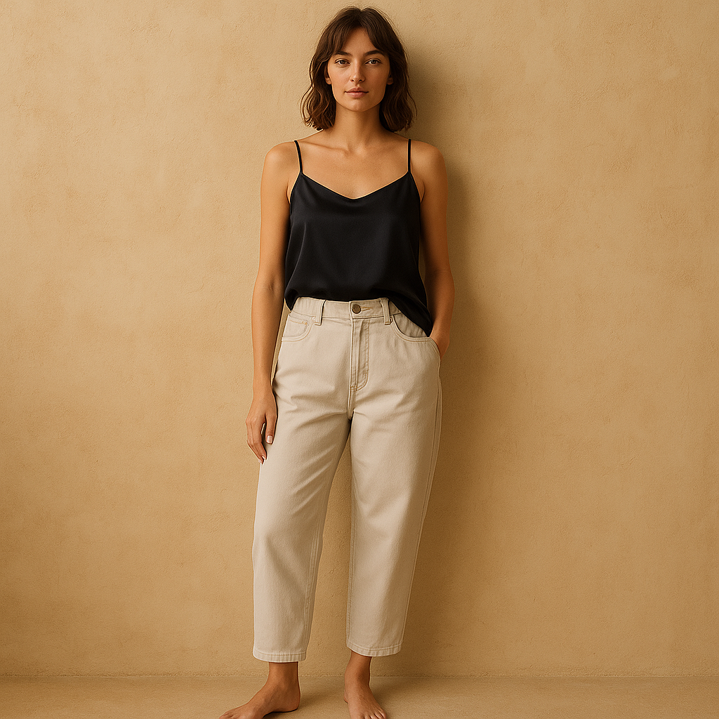 Jeans Lauren straight piedra cropped, talla 6 con estilo old money ideales para armario cápsula