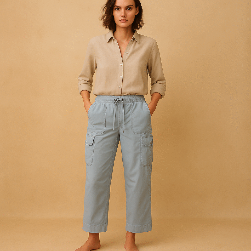 Jogger cargo azul cielo 100% de algodón en talla 18 y estilo preppy