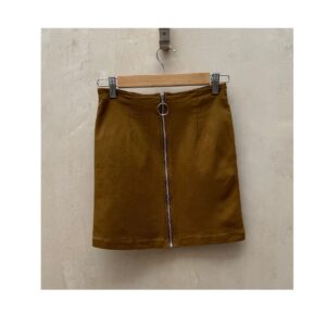 Minifalda Y2K ocre Genquo. Talla S cierre O-ring y estilo grunge