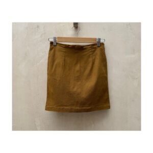 Minifalda Y2K ocre Genquo. Talla S cierre O-ring y estilo grunge