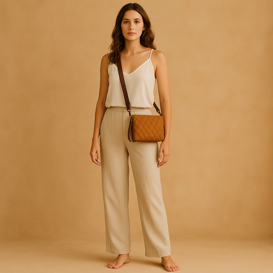 El Crossbody quilted Jen&Co en tono Cognac. NWT. Nuevo con etiqueta y estilo boho chic