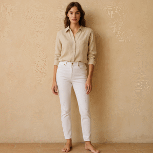 Jennifer Oslo de Pistola. high waist y skinny legs. Blancos con estilo urbano, talla 31 y nuevos con etiqueta