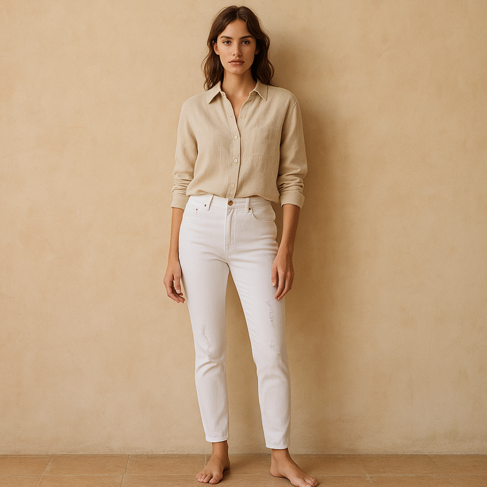 Jennifer Oslo de Pistola. high waist y skinny legs. Blancos con estilo urbano, talla 31 y nuevos con etiqueta
