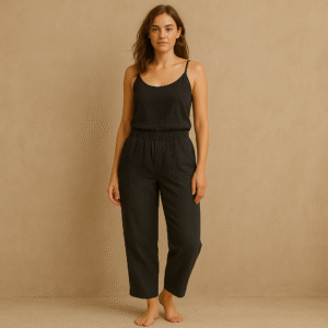 Pantalón de lino italiano negro en talla M. De Carolyn Donnellyn - The Edit y estilo coastal grandma