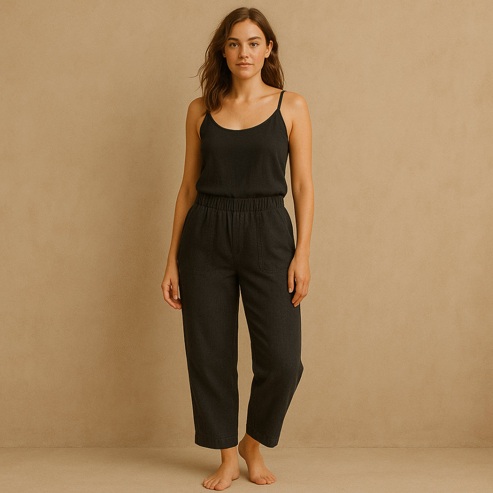 Pantalón de lino italiano negro en talla M. De Carolyn Donnellyn - The Edit y estilo coastal grandma