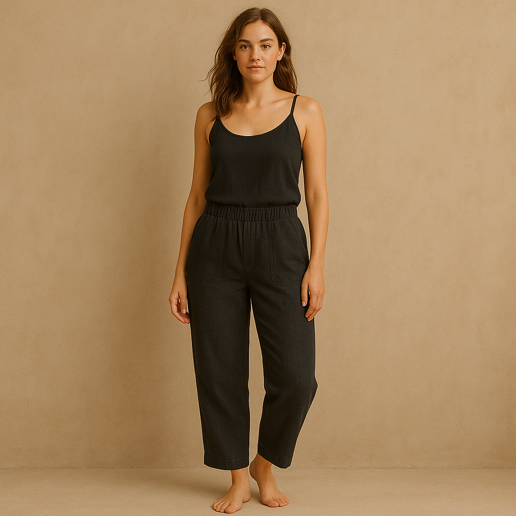 Pantalón de lino italiano negro en talla M. De Carolyn Donnellyn - The Edit y estilo coastal grandma