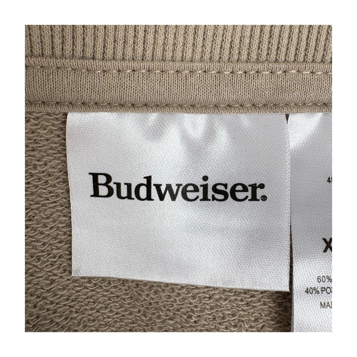 Pullover Budweiser águila americana beige piedra, talla XS estilo retro Y2K