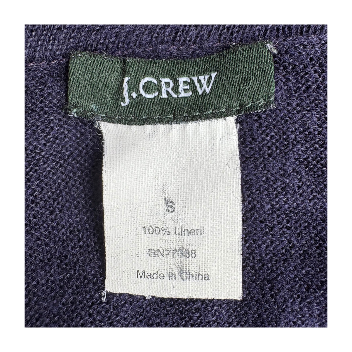 Pullover azul marino lino puro ideal para guardarropa cápsula de verano, marca JCrew talla S. estilo preppy