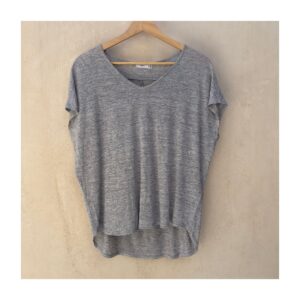 Tee esencial de Vince de lino en gris melange y talla XS, estilo old money para armario cápsula de verano