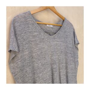 Tee esencial de Vince de lino en gris melange y talla XS, estilo old money para armario cápsula de verano