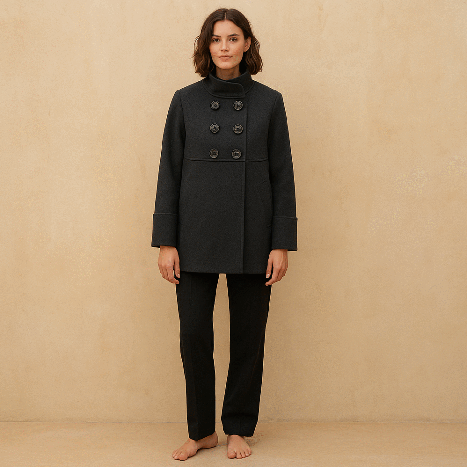 Coat Bromley lana gris marengo. La sastrería dominicana contemporánea expresada en cortes limpios y materiales nobles. estilo old money y talla L