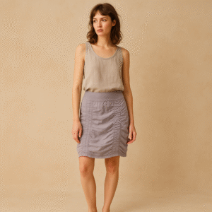 Falda midi Wearables lavanda con rugged en los laterales en alla L y estilo lagenlook