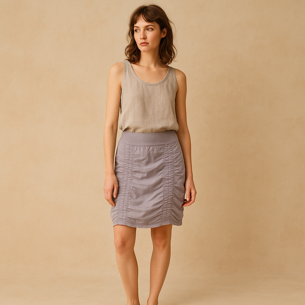 Falda midi Wearables lavanda con rugged en los laterales en alla L y estilo lagenlook